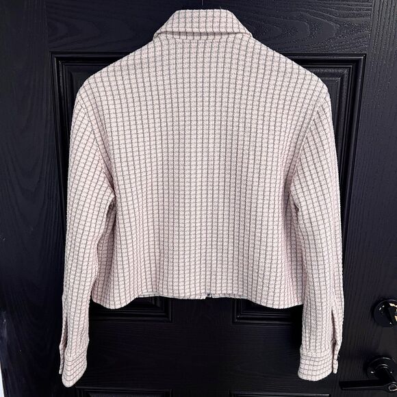 Club Monaco Women’s Tweed Crop Jacket Size M Light Pink / White - Picture 2 of 8